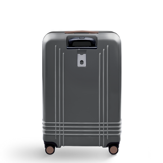 ROAM Matte Edit hardside large check-in suitcase in matte steel with saddle trim, back view