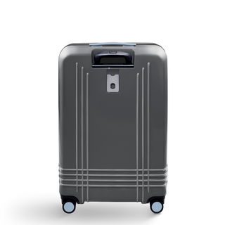 ROAM Matte Edit hardside large check-in suitcase in matte steel with slate trim, back view