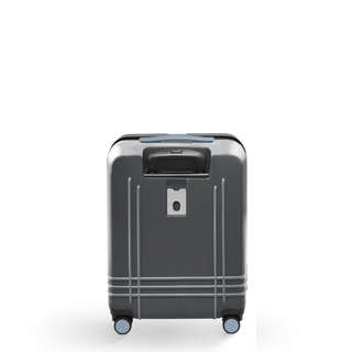 ROAM Matte Edit hardside large carry-on suitcase in matte steel with slate trim, back view