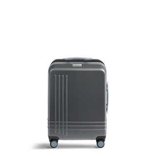 ROAM Matte Edit hardside large carry-on suitcase in matte steel with slate trim, front view